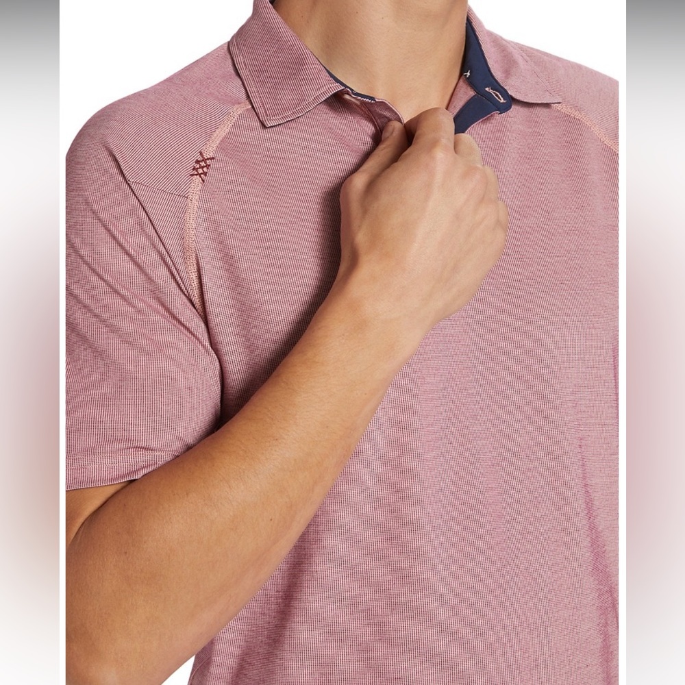 Rhone Mens Delta Pique Short Sleeve Polo Shirt Color Razzy/Misty Rose Sz Med - Picture 1 of 16